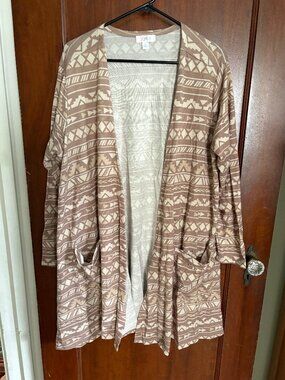 Lularoe Aztec-Patterned Cardigan, Size XL